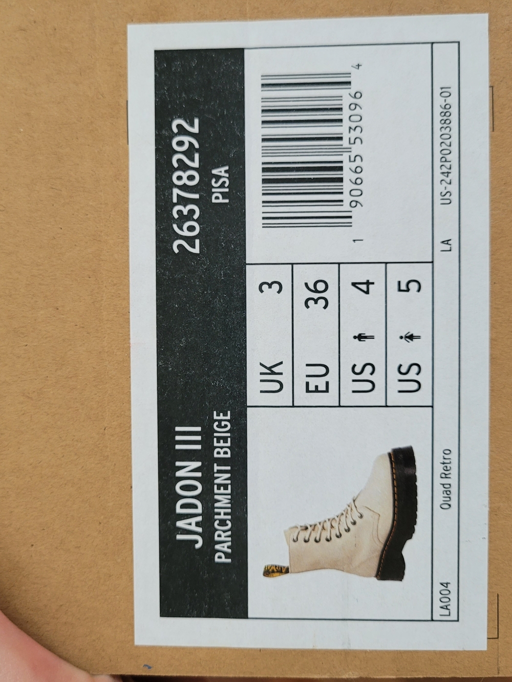 Dr. Martens Jadon III Cream Lace-Up Platform Combat Boots with Black Sole - Picture 13 of 16